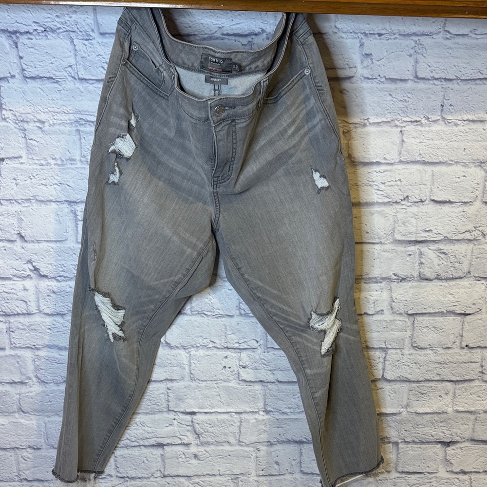 Torrid Light Gray Distressed Boyfriend Jeans
